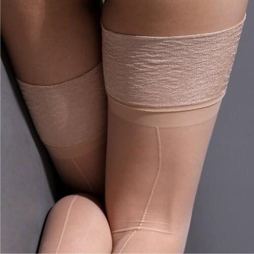 Bubble Wide Cuff Thigh High Stockings 15D Sexy Transparent Stockings Vintage Back Line Seamed Medias De Mujer Lingerie