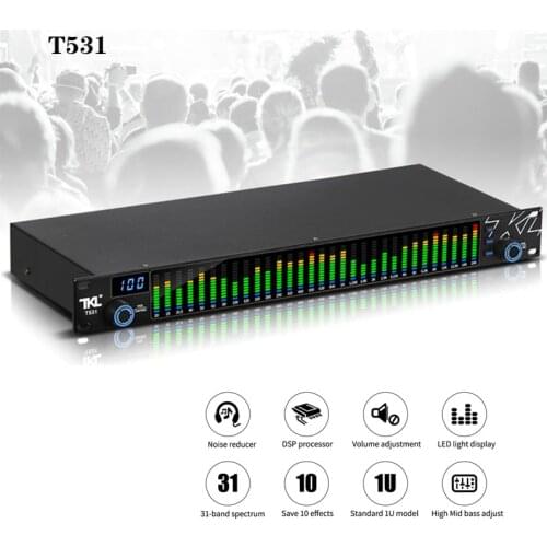 New TKL T531 Digital Equalizer EQ Noise Reduction With Spectrum Display 31 Bands For KTV Stage Performance Board Stereo Level