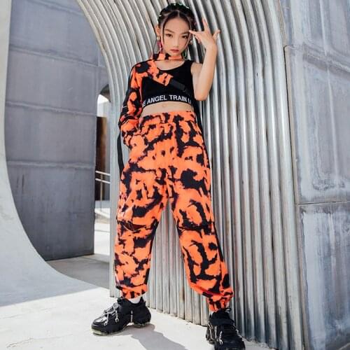 Kids Hip Hop Costumes Single-Sleeves Tops Camouflage Pants Girls Jazz Performance Clothes Hip Hop Dance Outfit Streetwear BL6333