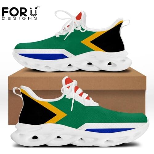 FORUDESIGNS South Africa Flag Prints Women Flats Leisure Shoes Hard-Wearing Lace-up Female Footwear Breathable Fashion Sneakers