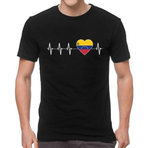 Venezuelan Heartbeat T-shirt Men Fashion T Shirt Short Sleeve Cotton I Love Venezuela Flag Heart Tshirt Unique Tees Tops