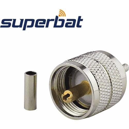 Superbat UHF Pl259 Crimp Male Plug RF Coaxial Connector for RG174 RG178 RG316 LMR100 Coaxial Cable