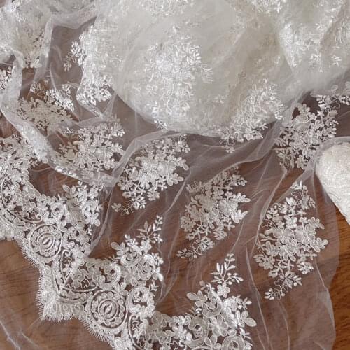 New Lace Mesh Clothing Fabrics High End Wedding Dress Embroidered Fabrics As Positioning Lace Fabric RS945