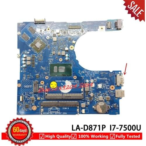 LA-D871P For DELL Vostro 14 5468 5468D Laptop Motherboard I7-7500U CN-09DT3W 09DT3W 9DT3W Mainboard Tested 100% work