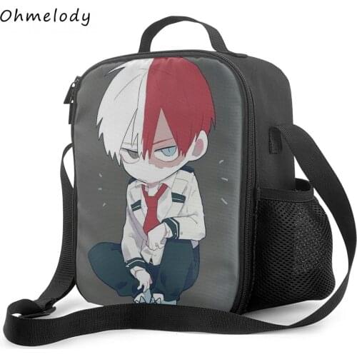 Fashion Anime Boys Girls Lunch Bags with Shoulder Straps Crossbody Lunch Bags Cooler Insualtion Bag for School Work Picnic