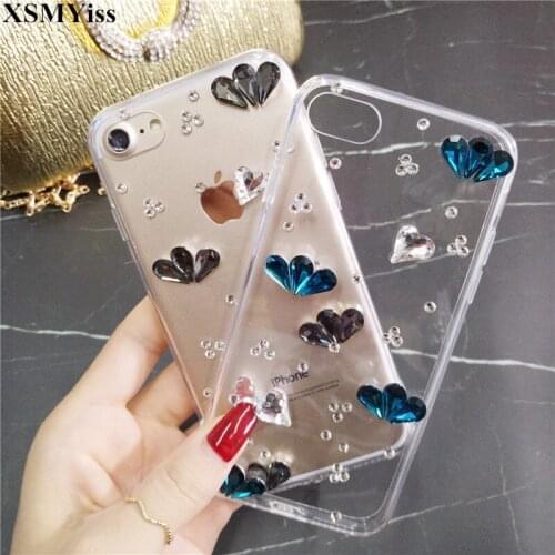 XSMYiss phone case fashion Bling Crystal Diamonds Rhinestone soft Back Cover For SamsungS6 S7 S8 S9 S10 PLUS S10 Lite Note5 8 9