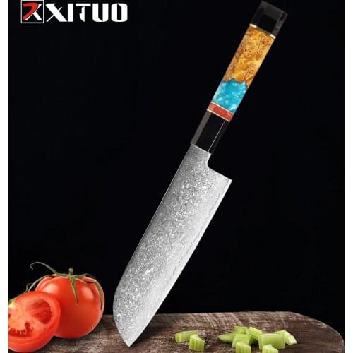 XITUO 7 Inch Santoku Knife Professional Japanese Chef Knife 67 Layers VG10 Damascus Steel Kitchen Knives BBQ Cooking Tools