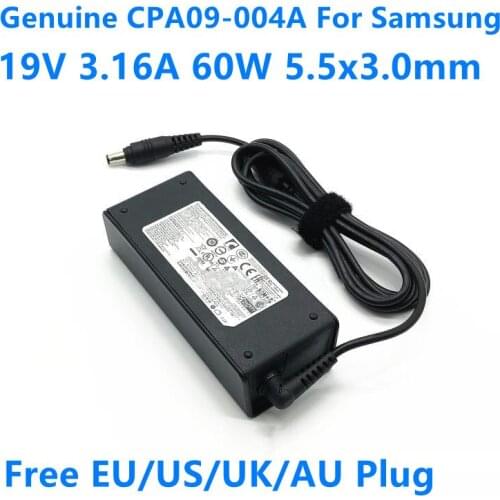 Genuine 19V 3.16A 60W 5.5x3.0mm CPA09-004A ADP-60ZH D AD-6019R AC Power Adapter For Samsung R440 R423 RV411 RF411 Laptop Charger