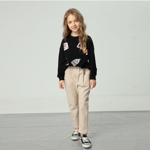 2020 Autumn Winter Print Love Teenage Girls Clothing Tops Fashion Hoodies Black Kids Pullover Sweatshirts for 4 5 6 7 8 9 10 11Y