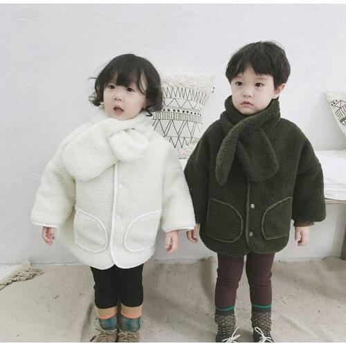 Autumn And Winter Children In Japan South Korea Wear Lamb Wool Cotton Padded Jacket On Both Sides