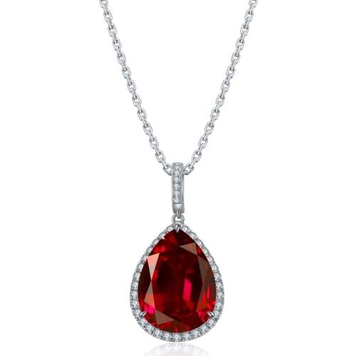Pirmiana New Classic Style 9k Gold 16ct Lab Grown Created Ruby Necklace Gemstone Jewelry Women Wedding Party Gifts