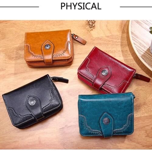 Leather Wallet Card Holder Coin Purse Casual Hasp Zipper Short Large Capacity Female Money Clip Passport Cover Fashion Brand