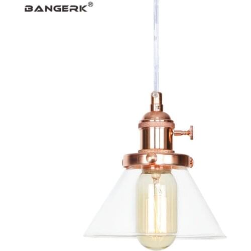 Nordic Design Adjust LED Pendant Lamp Loft Decor Antique Hanging Lights Iron Switch Glass Dining Room Home Lighting Fixtures