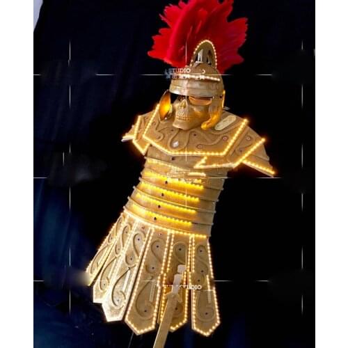 Bar LED performance wine clothes mens luminous Roman warrior armor vintage General uniform cosplay costumes