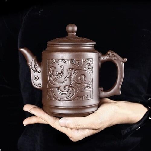Yixing Purple Sand Pot Stainless Steel Filter Bubble Teapot Household Large Capacity Flower Teapot Chinese Tea Set Teacup Set