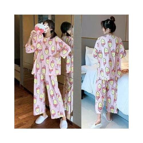 For Women Trousers Casual Sleepwear Kawaii Pijamas Ladies Long Sleeve Warm Woman Homewear suit 2020 Autumn Cartoon Pajamas Set