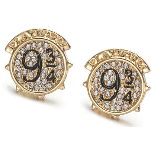 20 pairs Platform 9 3/4 Gold Earrings Cute Small Crystals Women Stud Earrings Fashion Classic Retro Movie Film Jewelry Wholesale