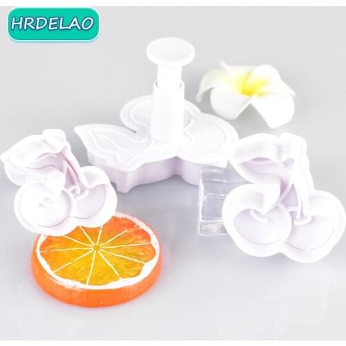 3pcs Play Dough Model Tools 3D Fruit Cherry Plasticine Kit Set Soft Clay Cutter Moulds Learning Education toys for children Gift