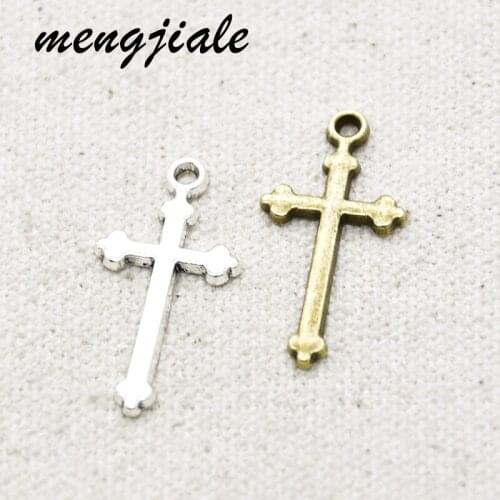 30pcs Wholesale Two Color Vintage Cross Charms Alloy Metal Christ Pendants For DIY Handmade Jewelry Accessories Making 29*14mm