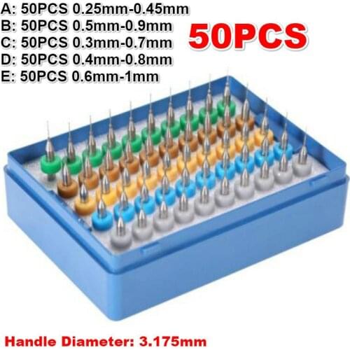 50pcs/set Tungsten Hard Alloy PCB Print Circuit Board Engraving Tool Carbide Micro Drill Bits Tool Q1I0