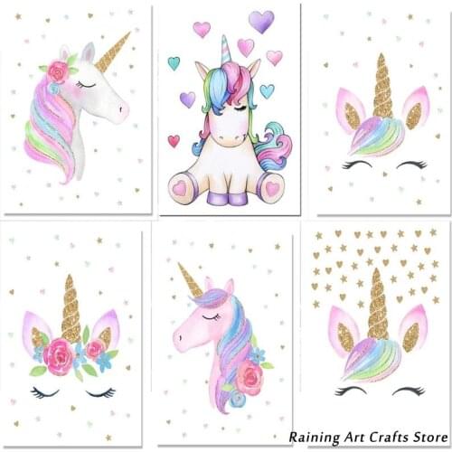 5D Diy Diamond Painting Cartoon Unicorn Embroidery Animal Cross Stitch Kits Full Drill Mosaic Pictures Kids Room Decoration Gift
