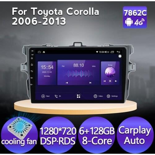 Mekede Android11 6+128GB Car Multimedia Player Radio Video GPS Navigation For Toyota Corolla 2006-2013 carplay DSP IPS 1280*720