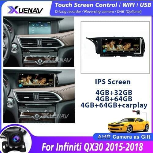 Car Radio Player For Infiniti QX30 2015 2016 2017 2018 GPS Navigation Multimedia DVD Player Radio Audio Stereo