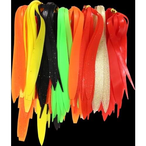 Bimoo 10pcs 8 Colors Soft Silicone Streamer Fly Tying Material Material Saltwater Fishing Trolling Lure Streamers