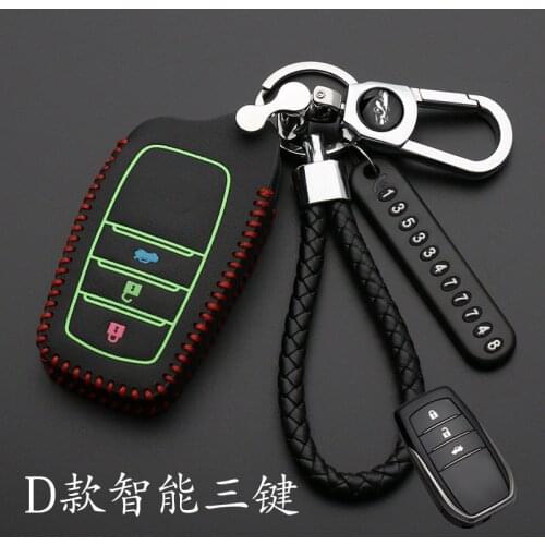 Leather Car Key Case Cover For Toyota Chr C-hr Land Cruiser 200 Avensis Auris Corolla Smart Keychain Shell Accessories