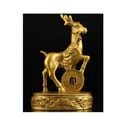Decoration bronze factory Pure Brass Antique Ancient Chinese exquisite hand-cast brass deer statue auspicious
