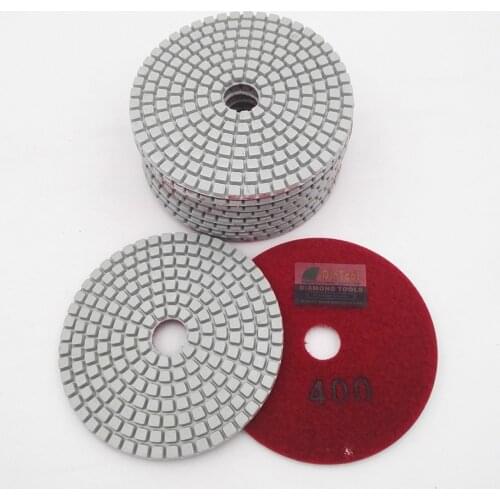 DIATOOL 10pcs #400 Diameter 100mm White Resin Bond Sanding Discs 4" Professional Diamond Wet Polishing Pads