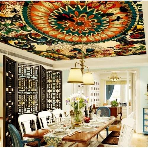 Southeast Asia Design Ceiling Wallpaper Murals for Walls Photo Print Wallpapers 3 d Wall Paper Papier Modern Wall Coverings