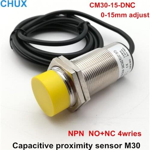 Capacitive Proximity Switch NPN 24V DC M30 NO+NC CM30-15-DNC IP67 15mm Sensing Detect Distance Motion Sensor Auto