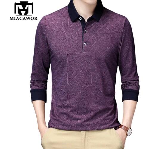 MIACAWOR New Spring Brand Polo Shirts Men Solid Color Long Sleeve Slim Fit Boys Korean Casual Tops Tees Men Clothing T950