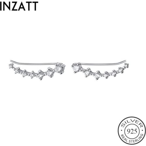 INZATT Real 925 Sterling Silver Zircon Star Stud Earrings For Fashion Women Party Fine Jewelry Bohemian Minimalist Accessories