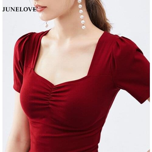 Bella Philosophy 2020 Summer Womens Puff Sleeve Square Collar Blouse Shirts Fashion Sexy OL Formal Tops Plus Size