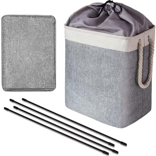 Laundry Basket with Handles and Brackets Foldable Cotton Laundry Storage Baskets for Bathroom Dorm Toys and Clothing Organizer