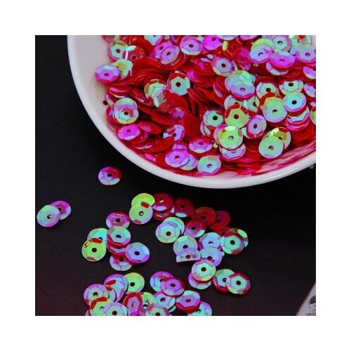 50g(1650pcs) 8mm Cup AB Colors Sequin Round Paillettes Sewing Wedding Craft Embossing Red AB