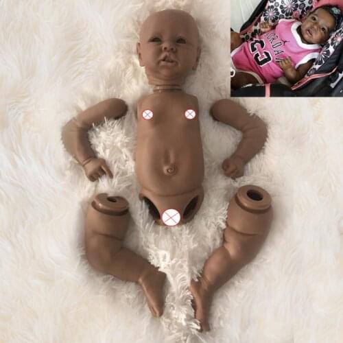 21inch Black Baby Silicone Vinyl Reborn Doll Levi Blank Kit Baby Cloth Body Doll DIY Soft Unpainted Kit Parts DIY Blank Doll Kit