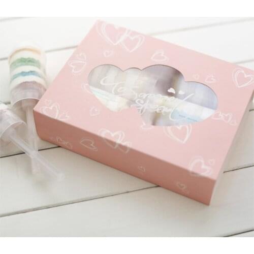 2018 NEW Moana Pokemon 10pcs/lot 22x17x5.5cm Clear Pvc Window Pink Cardboard Boxes For Cakes 6 Grain