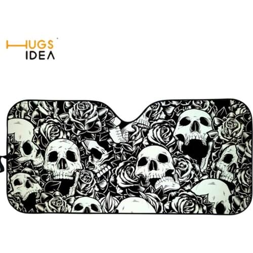 New Car Sunshade for Front Windows Cool Swirl 3D Skull Pattern Windshield Sun Shade for SUV Keep Auto/Vehicle Cool 2021