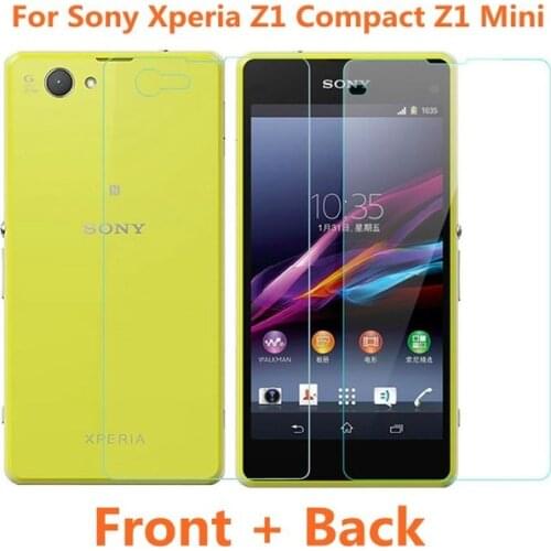 2PCS Front + Back Tempered Glass Original Protective Film Explosion-proof Screen Protector for Sony Xperia Z1 Compact D5503