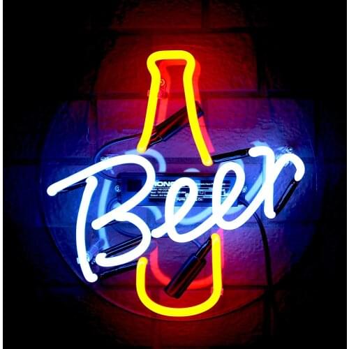 12“ Beer Bottle Acrylic Custom Neon Light Lamp Sign Beer Bar Handmade Real Glass Decorate Home Wall Room Windows Tube Artwork