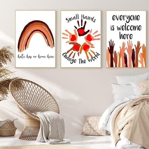 Diversity Color Poster Canvas Wall Art Print Love Rainbow Inclusion Kid Friendship Nordic Painting Picture Classroom Home Decor