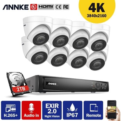 ANNKE 8CH 4K POE Network Video Security System 8MP H.265+ NVR With 8MP Audio Recording Weatherproof IP Camera CCTV Security Kit