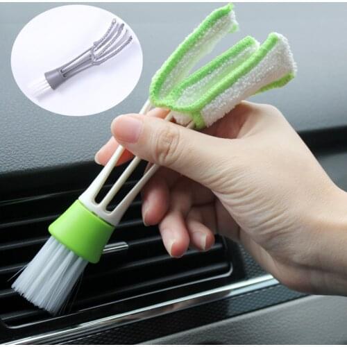 Double-head Car Air Outlet Cleaning Brush Microfibre Car Grille Cleaner Auto Detailing Blinds Duster Brush Car-styling Auto Tool