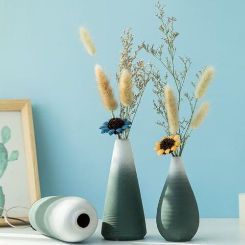 Nordic Ceramic Vase Fake Dried Flower Ornaments Home Livingroom Desktop Figurines Decoration Club Coffee Table Furnishing Crafts