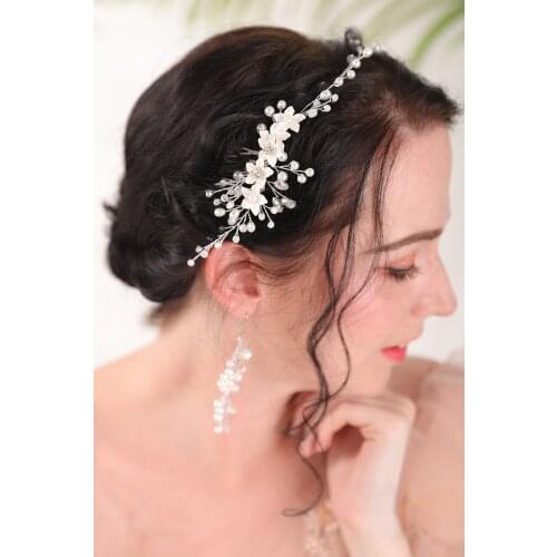 Rhinestones Pearls Wedding accessories Headband Decoration Bridal Beautiful Flower Handmade Headdress for women