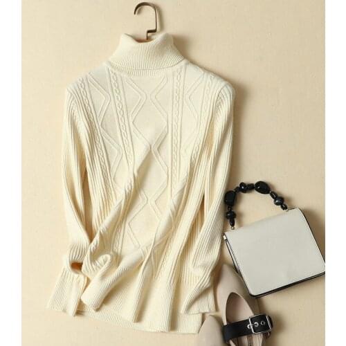 Turtleneck Women Sweater 2021 Autumn Winter New Solid Knitted Elastic Slim Lady Elegant Pullovers Outwear Coat Tops