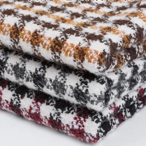 Thick Vintage Woolen Plaid Tweed Fabric Grid DIY Sewing Coat Blazer British Style Cashmere Yarn Dyed Textiles Telas 50X150cm
